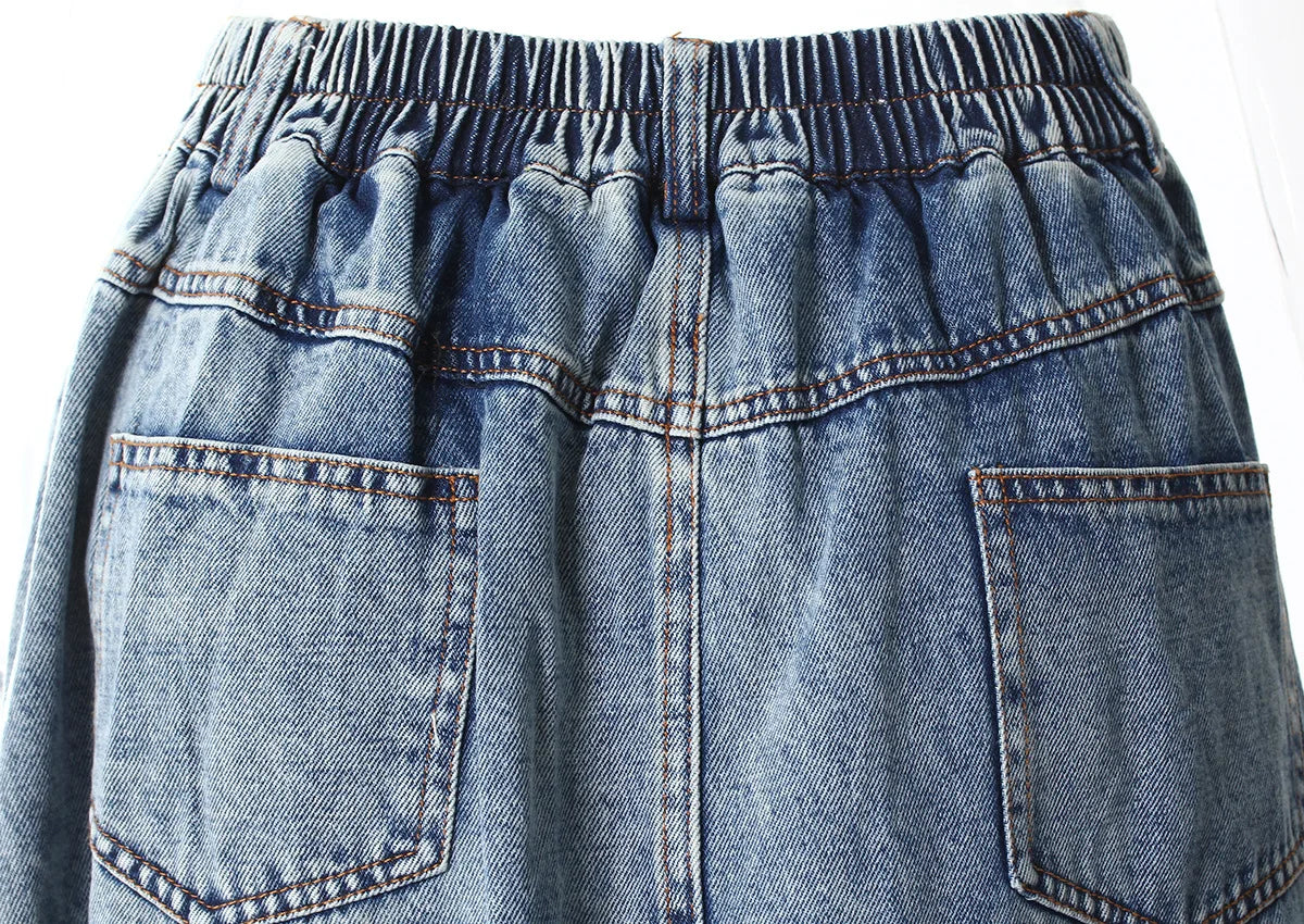 Autumn Korean Style Casual Denim Patchwork Skirt Fashionable and Versatile Side Slit Women's Straight Tube Skirt