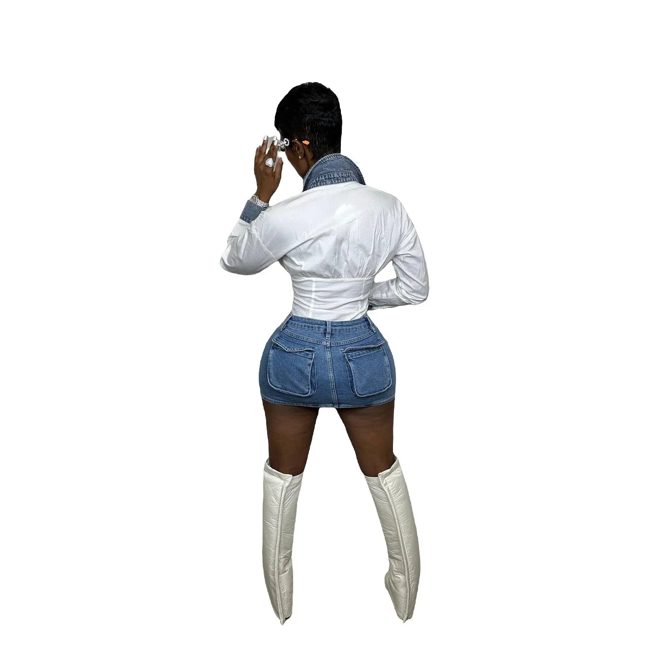 European and American Sexy Slim Denim Half-body Skirt.   A New Summer Fashion Multi-pocket Design Hip Wrap Mini Skirt for Women