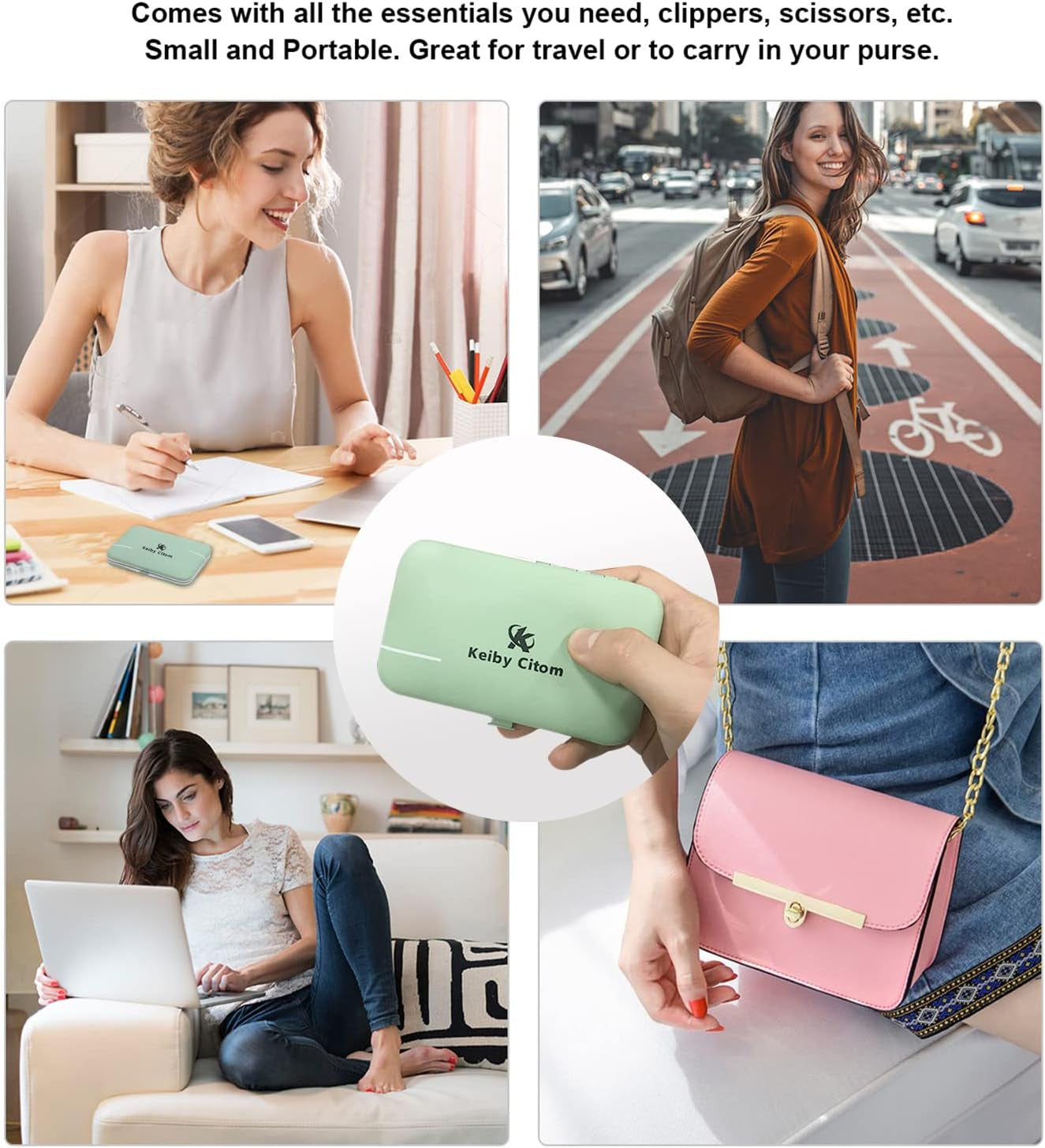 Manicure Set, Travel Mini Nail Clippers Kit Pedicure Care Tools, 10Pcs Stainless Steel Grooming Kit (Green)