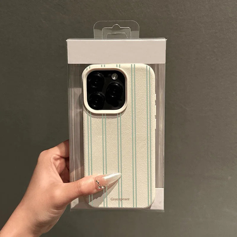 The Green Stripe Lichee Pattern Phone Case For Xiaomi 15 14 13 13T 14T Pro 5G Shockproof Candy Soft Silicone Bumper Cover Fundas