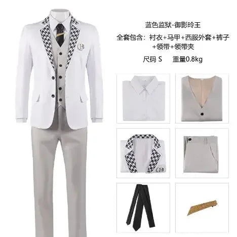Blue Lock Cosplay Reo Mikage Wig Cosplay Costume Episode Nagi Seishiro DK School Uniform White Shirt Embroidery Jacket Men Suits