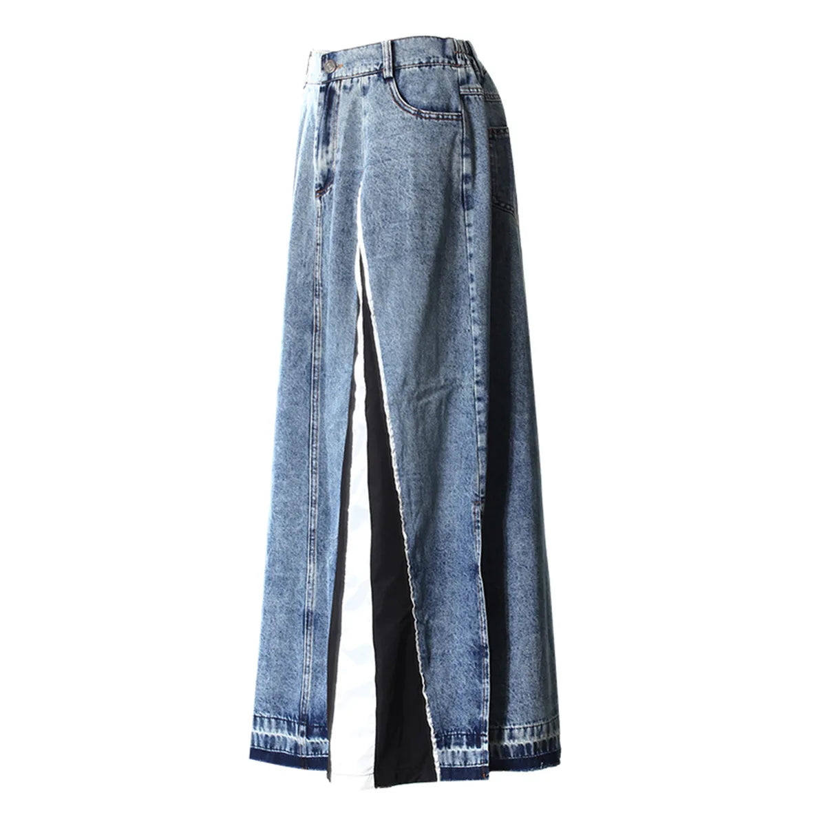 Autumn Korean Style Casual Denim Patchwork Skirt Fashionable and Versatile Side Slit Women's Straight Tube Skirt