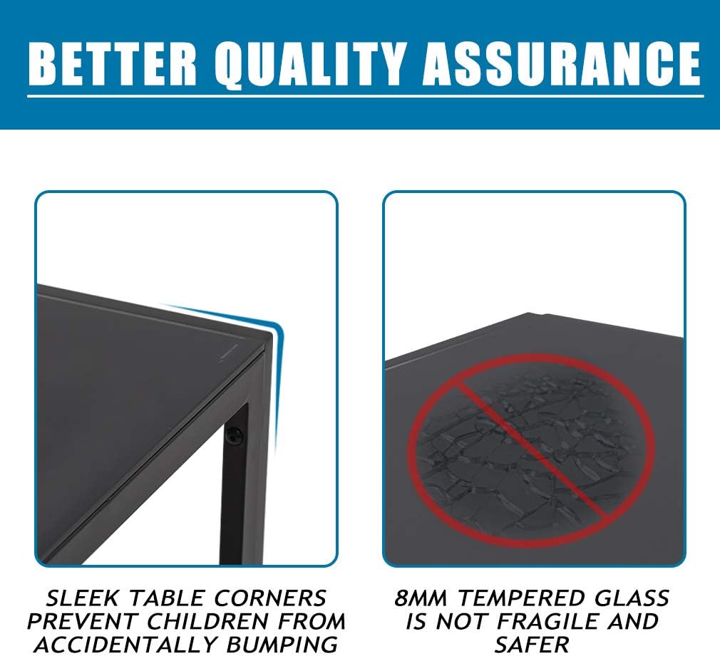 Dining Table Set Glass Dining Room Table Set for Small Spaces Kitchen Table and Chairs for 4 Table with Chairs Home Furniture Rectangular Modern (Black)