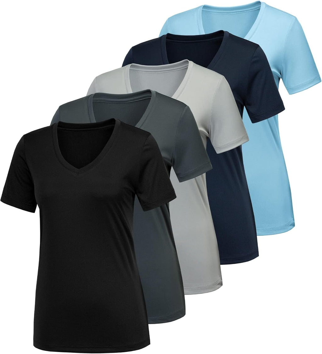 5/7 Pack Workout Shirts for Women, Moisture Wicking Quick Dry Active Athletic Women'S Gym Performance T Shirts