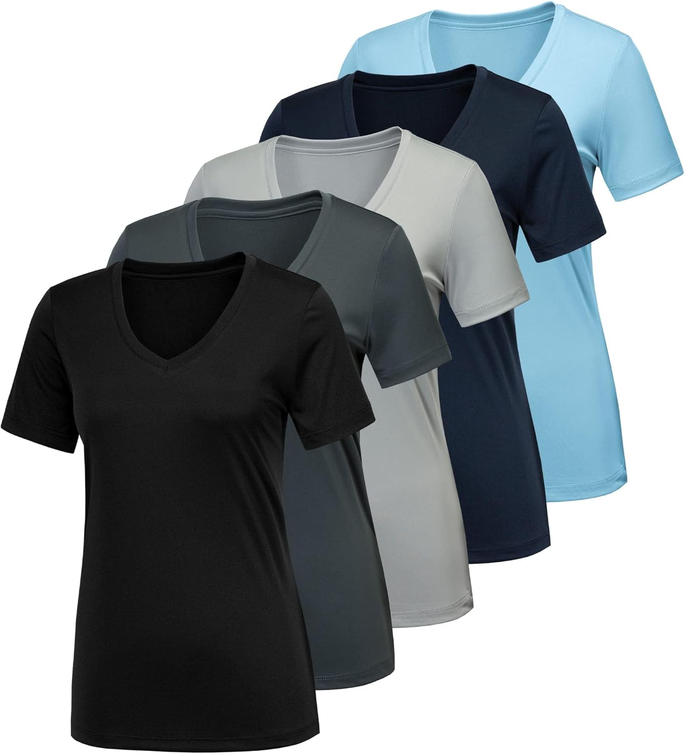 5/7 Pack Workout Shirts for Women, Moisture Wicking Quick Dry Active Athletic Women'S Gym Performance T Shirts