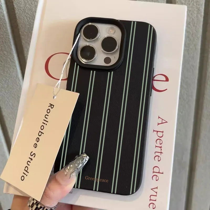 The Green Stripe Lichee Pattern Phone Case For Xiaomi 15 14 13 13T 14T Pro 5G Shockproof Candy Soft Silicone Bumper Cover Fundas