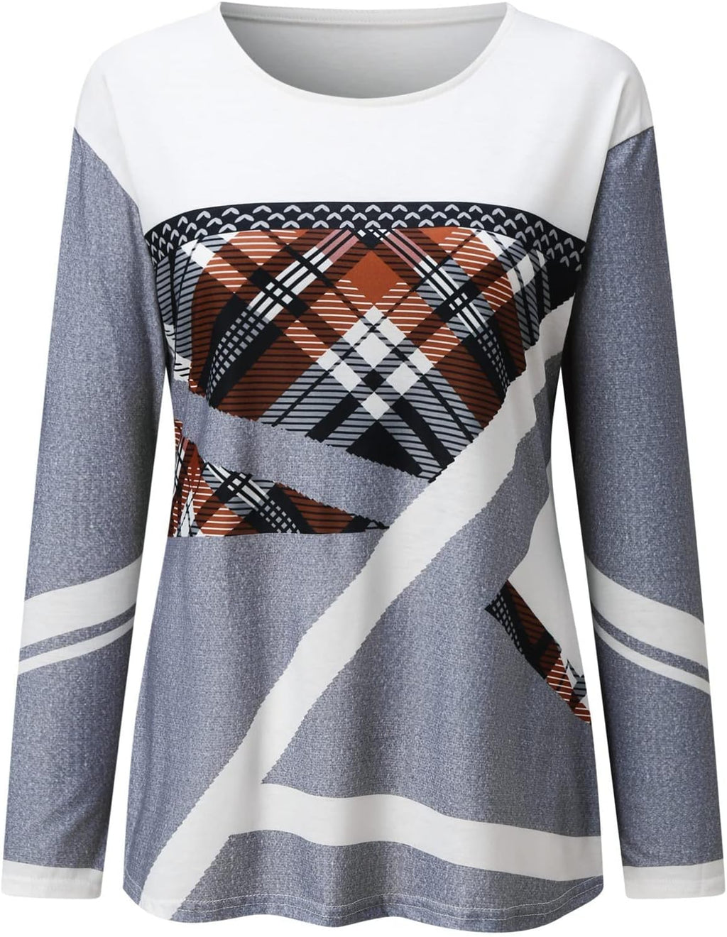 Womens Tops Long Sleeve T Shirts 2022 Fashion Color Block Casual Crew Neck Tee Pullover Soft Comfy T-Shirt Blouses