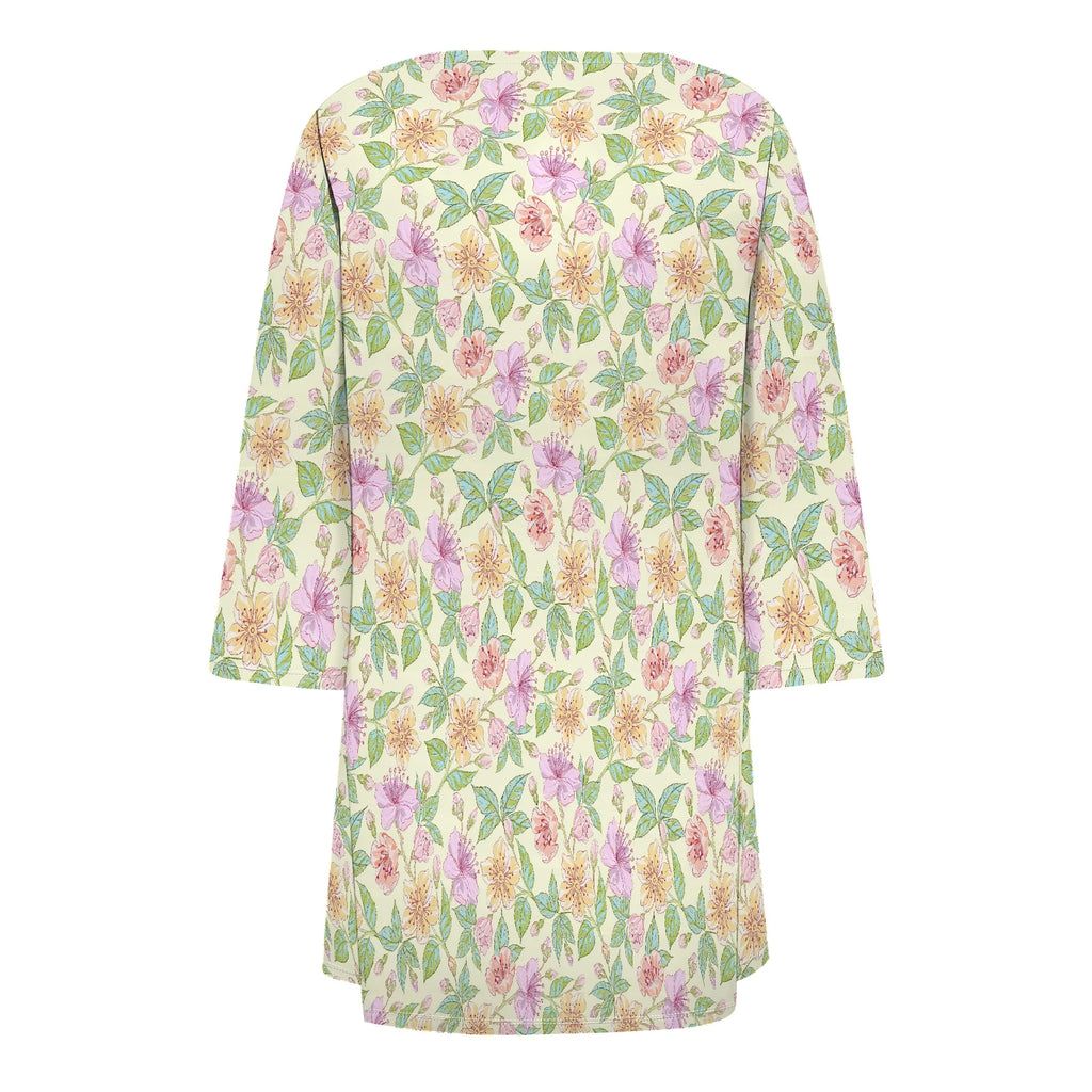 Women's Half Sleeve Floral Print Lightweight Blouse Shirts Thin Coat Cardigan Dainty with Pocket