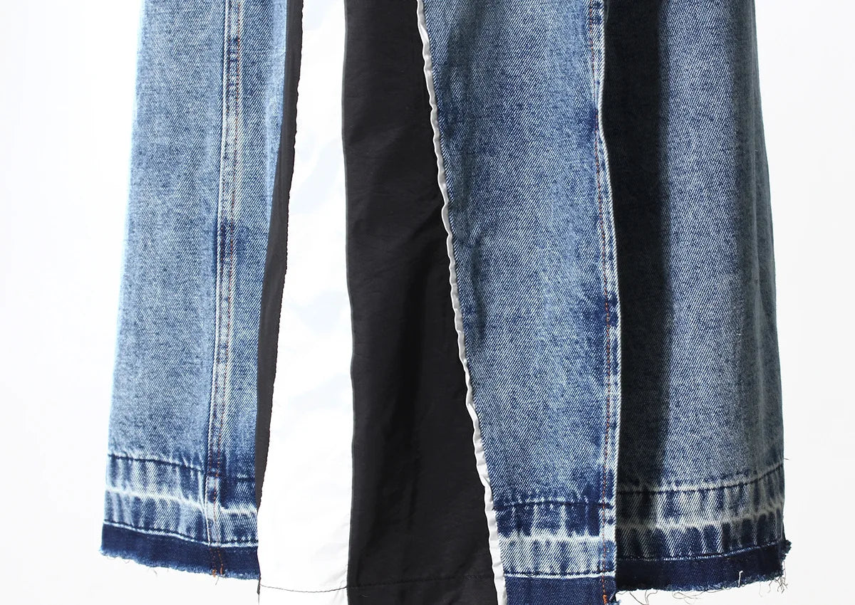 Autumn Korean Style Casual Denim Patchwork Skirt Fashionable and Versatile Side Slit Women's Straight Tube Skirt