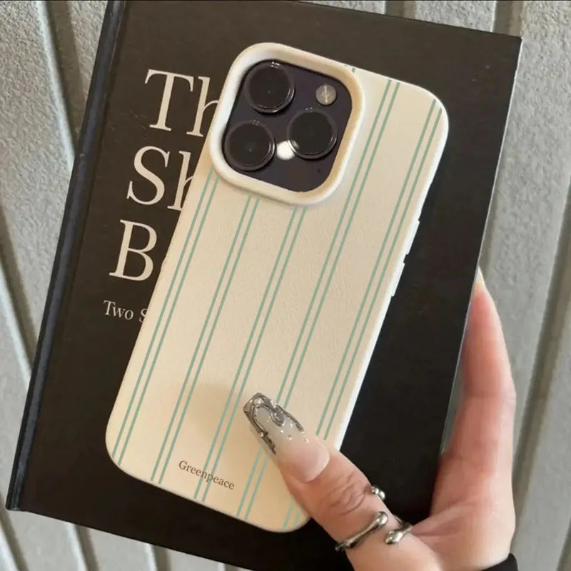 The Green Stripe Lichee Pattern Phone Case For Xiaomi 15 14 13 13T 14T Pro 5G Shockproof Candy Soft Silicone Bumper Cover Fundas