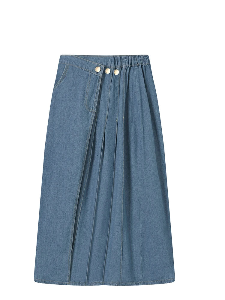 Fashion High Waist women's Skirts High Quality Casual Commuting Ankle Skirt Large Size Solid Color All Match Denim Dress