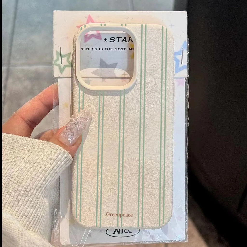 The Green Stripe Lichee Pattern Phone Case For Xiaomi 15 14 13 13T 14T Pro 5G Shockproof Candy Soft Silicone Bumper Cover Fundas